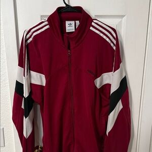 Adidas Men's Cutline Red and White Windbreaker